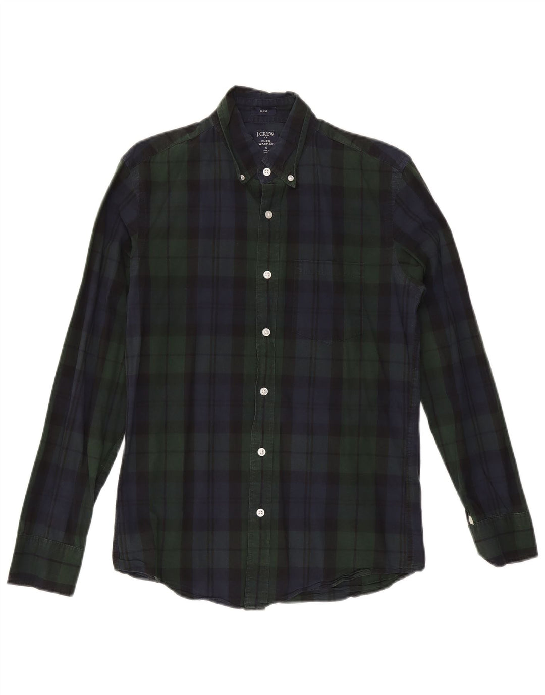 J. Crew Mens Slim Shirt Small Green Check Cotton