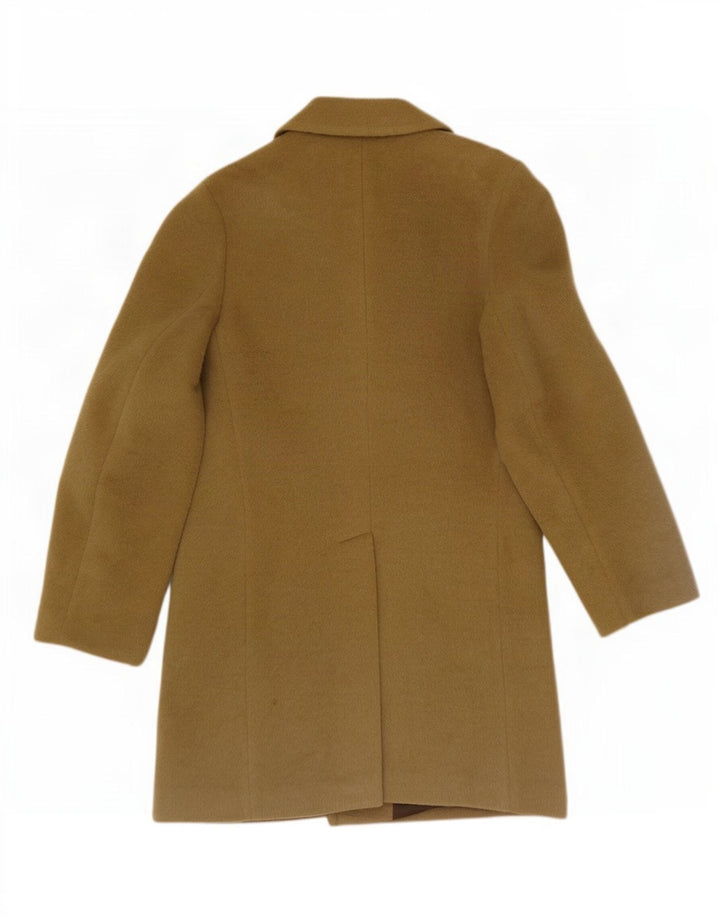 Dhobi Mens Double Breasted Coat UK 38 Medium Khaki Wool