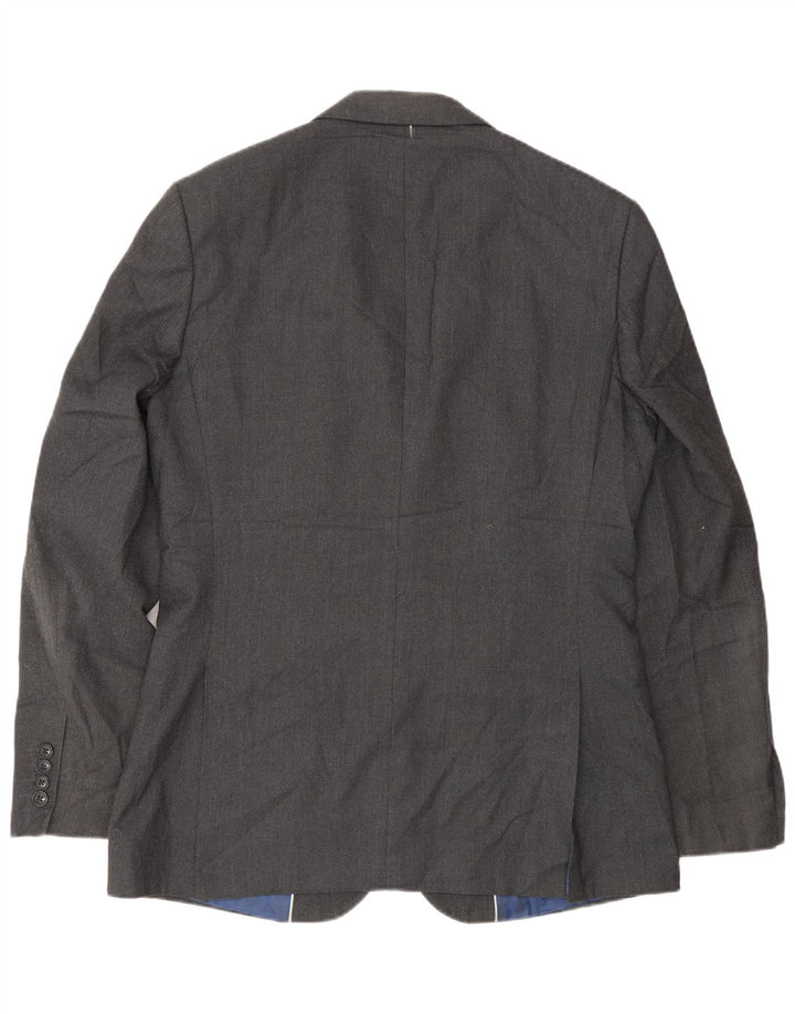 Marks & Spencer Mens Long 2 Button Slim Blazer Jacket UK 40 Medium Grey