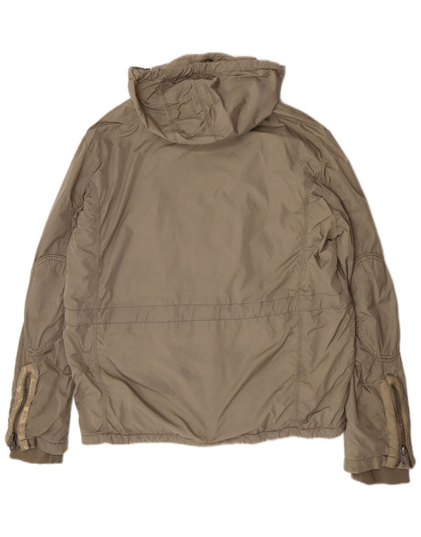 Zara Mens Hooded Windbreaker Jacket UK 44 2XL Grey Nylon