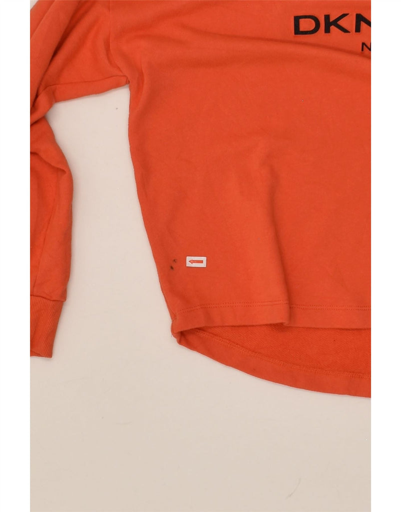 DKNY Womens Crop Graphic Sweatshirt Jumper UK 18 XL Orange Cotton | Vintage Dkny | Thrift | Second-Hand Dkny | Used Clothing | Messina Hembry 