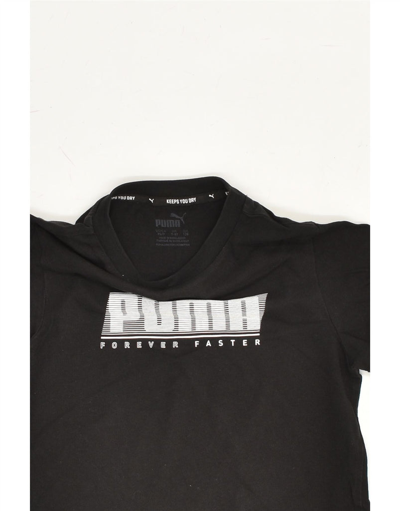 PUMA Boys Graphic T-Shirt Top 7-8 Years Black Cotton | Vintage Puma | Thrift | Second-Hand Puma | Used Clothing | Messina Hembry 