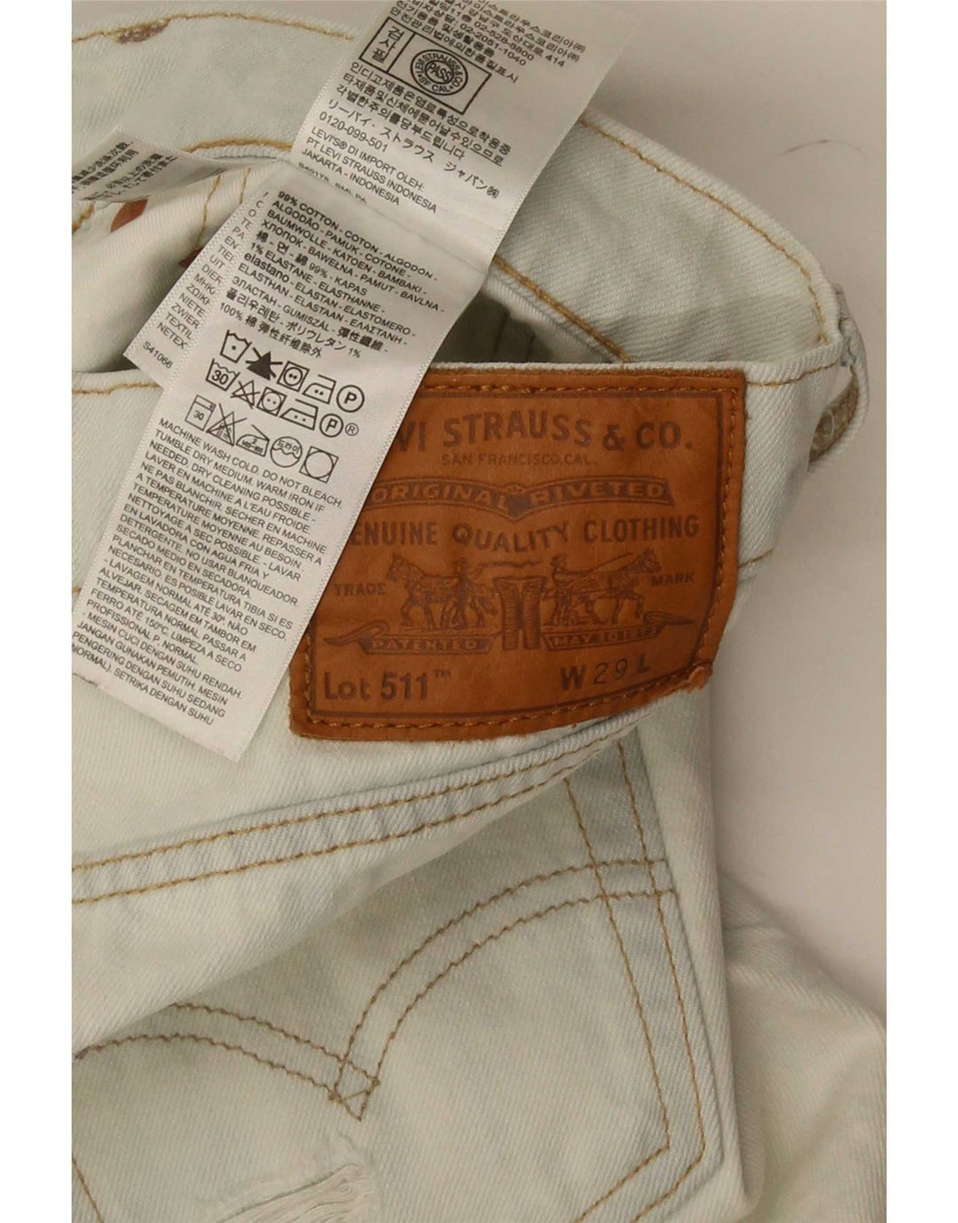 Levi's Mens 511 Slim Fit Distressed Denim Shorts W29 Small Blue Cotton