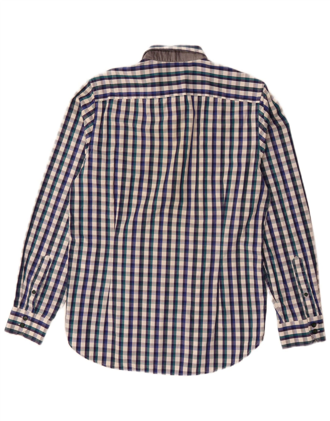 Ted Baker Mens Shirt Size 3 Medium Blue Gingham Cotton