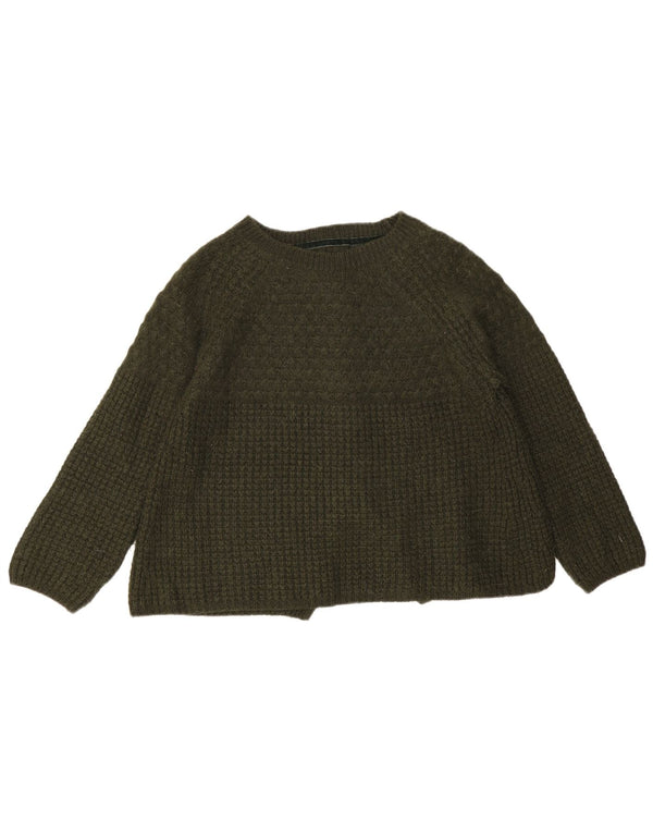 Massimo Dutti Womens Boat Neck Jumper Sweater UK 16 Large Khaki Acrylic