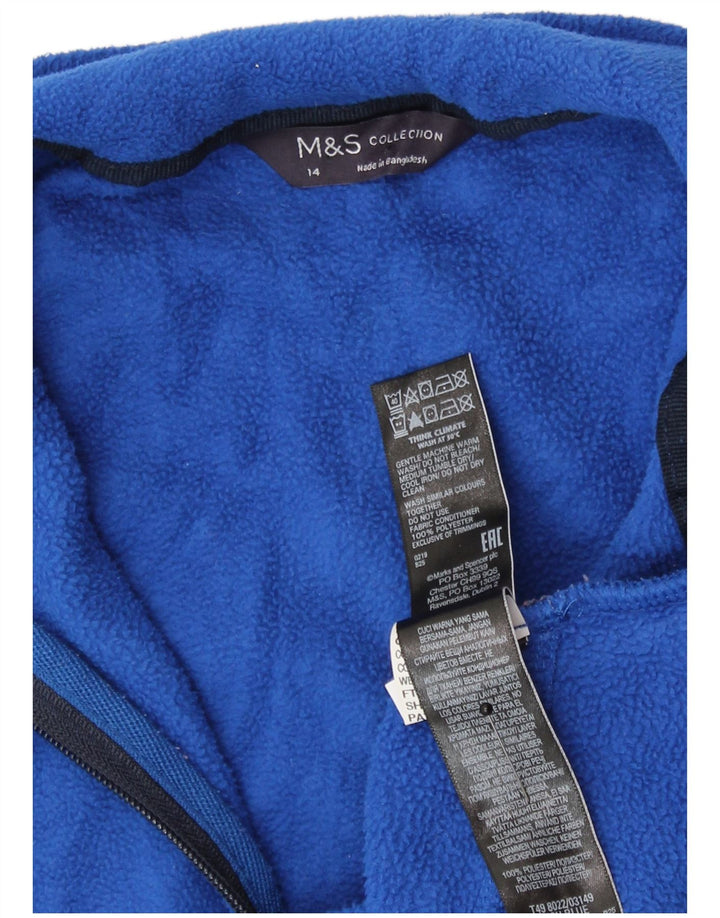 Marks & Spencer Womens Fleece Jacket UK 14 Large Blue Polyester