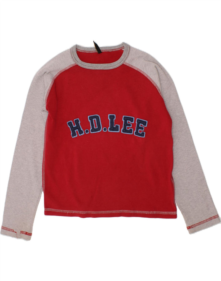 LEE Boys Graphic Top Long Sleeve 9-10 Years Small  Red Colourblock Cotton Vintage Lee and Second-Hand Lee from Messina Hembry 