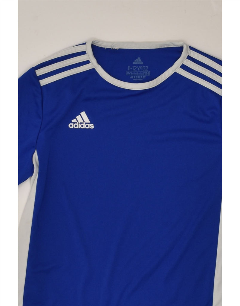 ADIDAS Boys T-Shirt Top 11-12 Years Blue Colourblock | Vintage Adidas | Thrift | Second-Hand Adidas | Used Clothing | Messina Hembry 