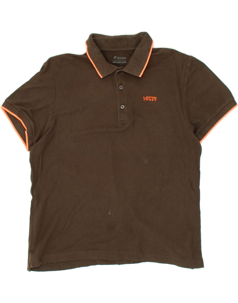 LOTTO Mens Polo Shirt Medium Brown Cotton | Vintage Lotto | Thrift | Second-Hand Lotto | Used Clothing | Messina Hembry 