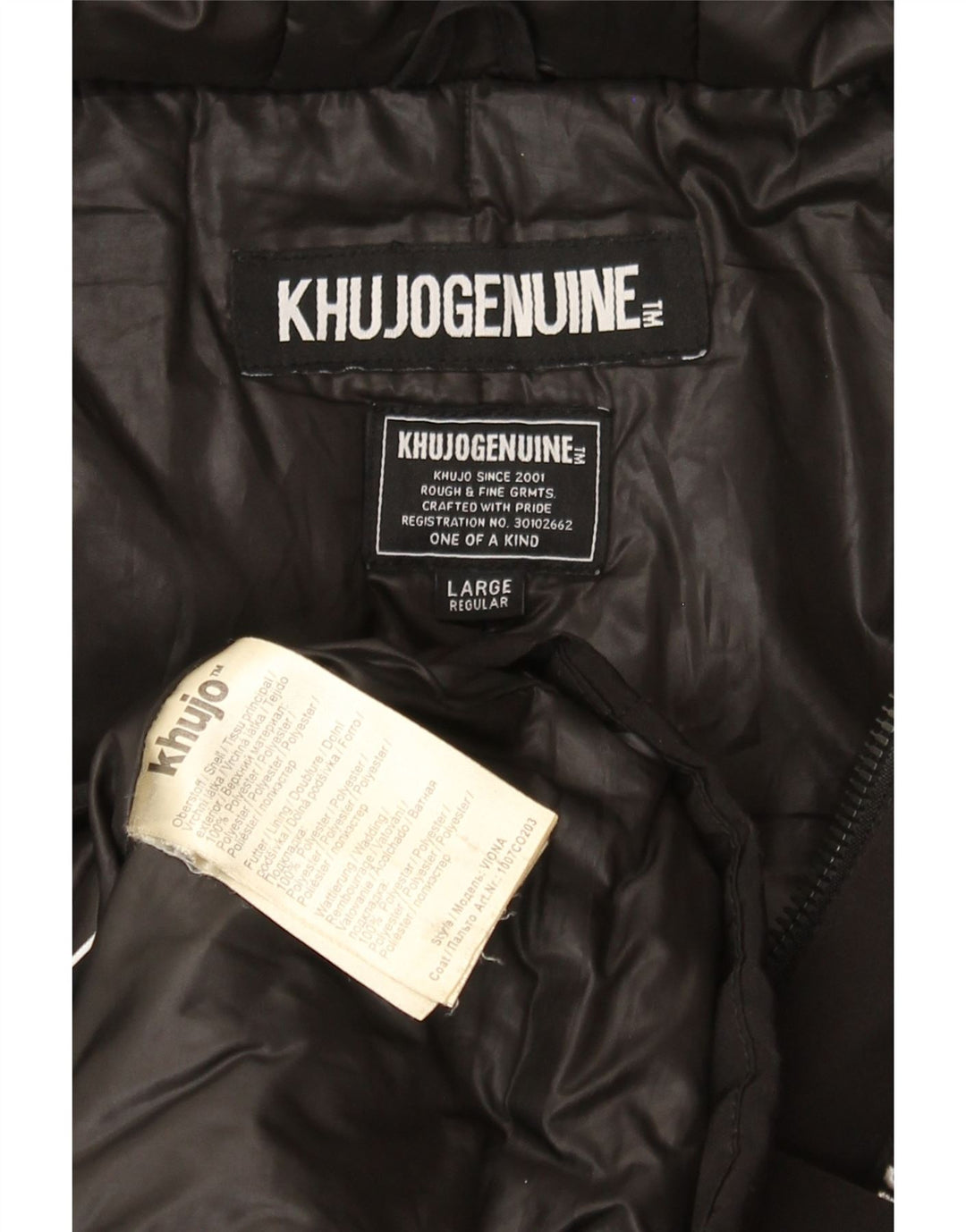 KHUJO Womens Hooded Windbreaker Coat UK 16 Large Black Polyester Vintage KHUJO and Second-Hand KHUJO from Messina Hembry 
