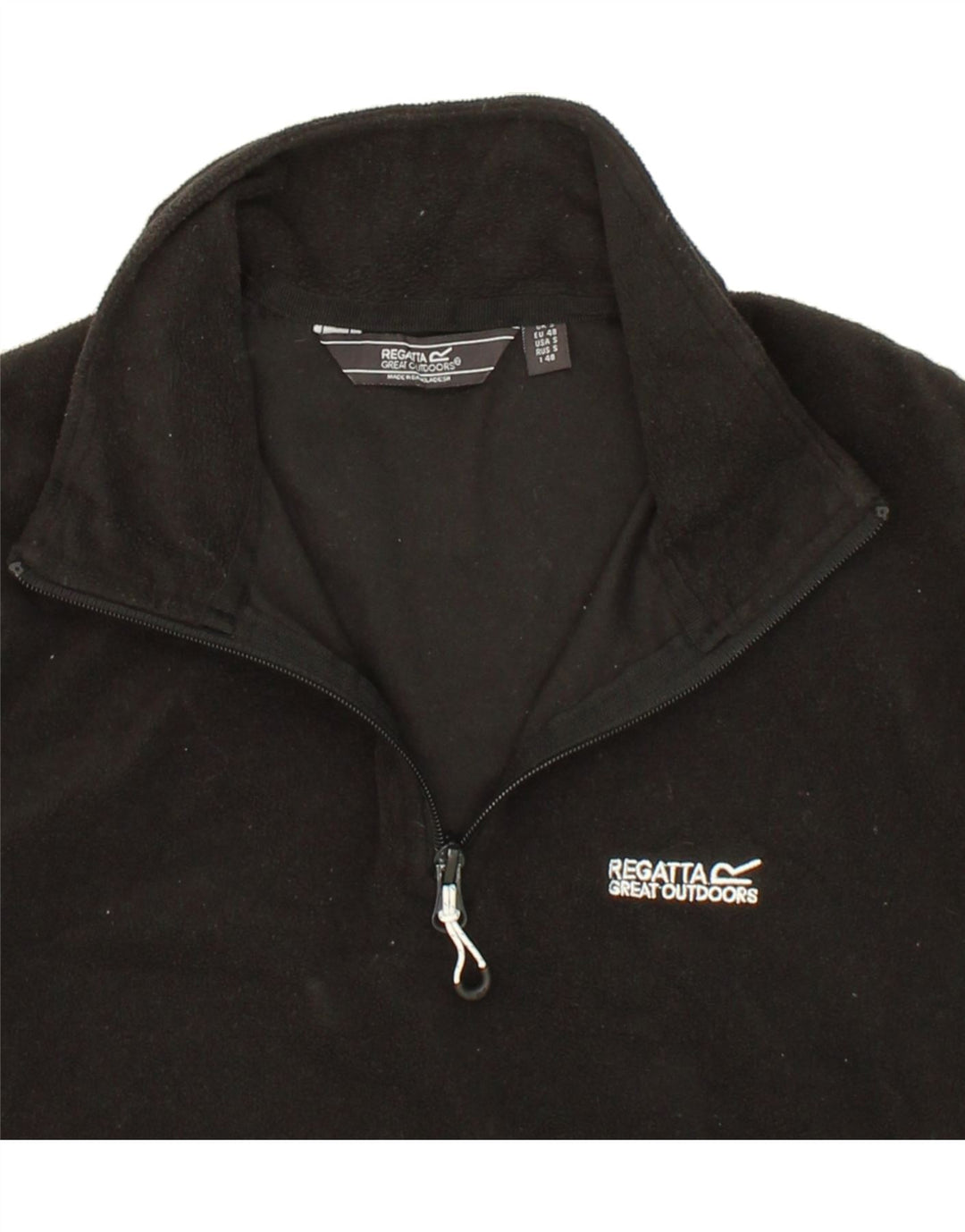 REGATTA Mens Zip Neck Fleece Jumper Small Black Polyester Vintage Regatta and Second-Hand Regatta from Messina Hembry 
