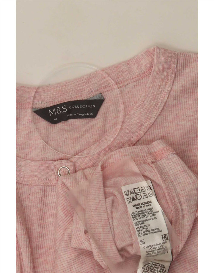 Marks & Spencer Womens Top Long Sleeve UK 14 Medium Pink Polyester