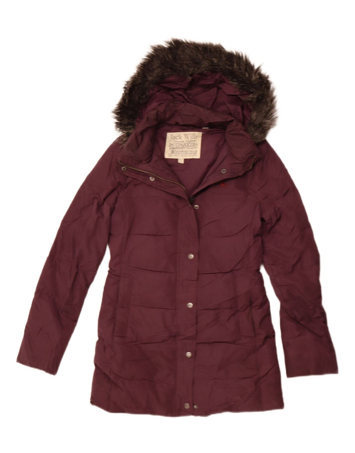 Jack Wills Womens Padded Padded Jacket UK 8 Small Burgundy Polyester