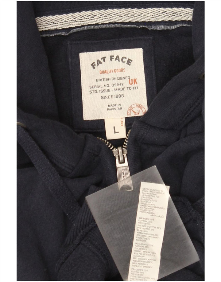 Fat Face Mens Zip Hoodie Sweater Large Navy Blue Cotton