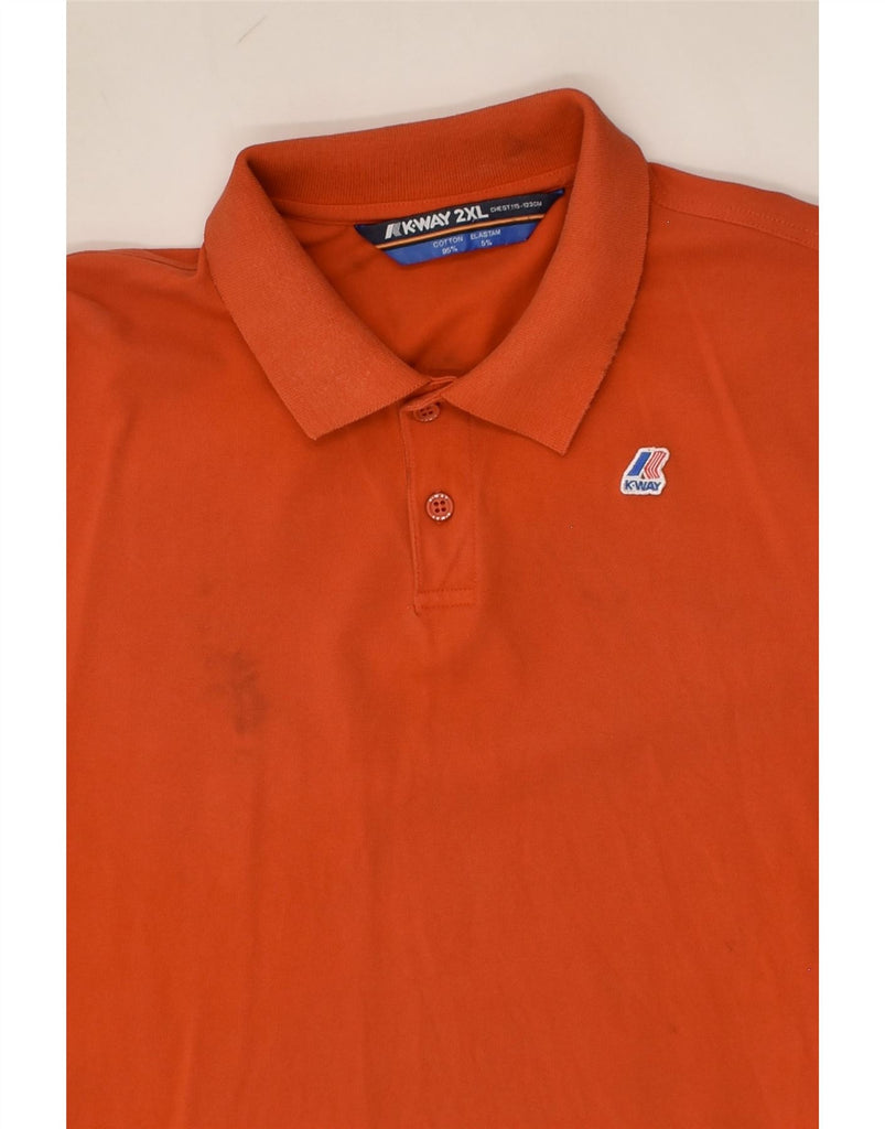 K-WAY Mens Polo Shirt 2XL Orange Cotton | Vintage K-Way | Thrift | Second-Hand K-Way | Used Clothing | Messina Hembry 