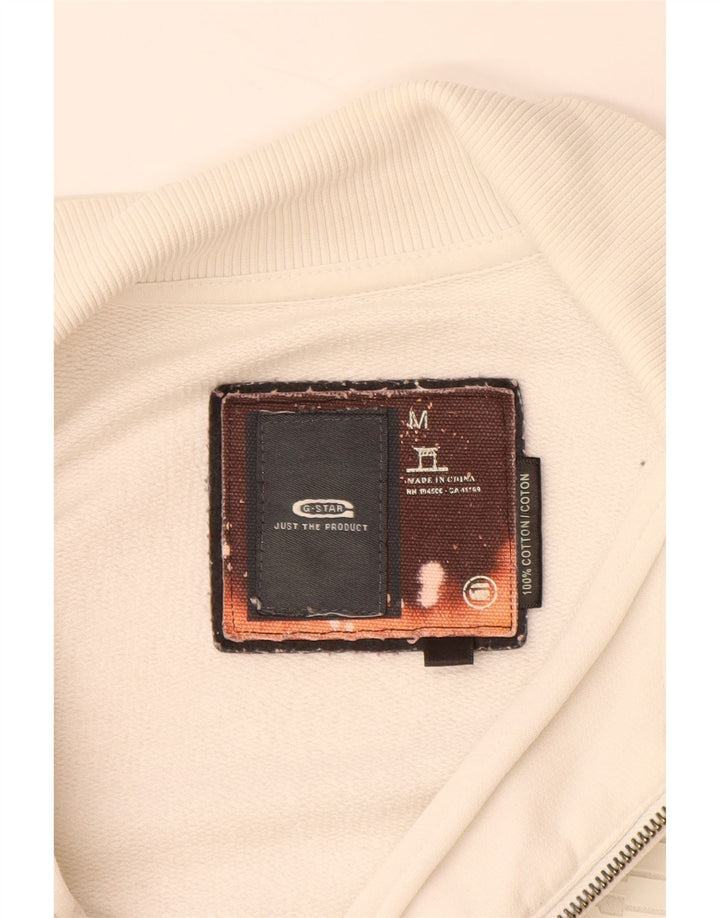 G-STAR Mens Tracksuit Top Jacket Medium White Cotton