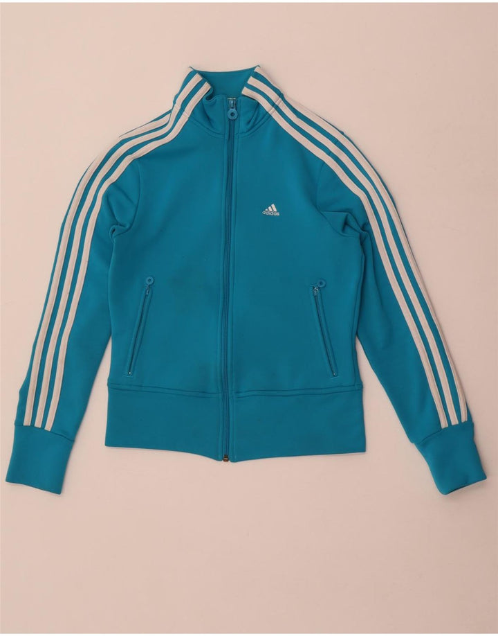 Adidas Womens Tracksuit Top Jacket UK 8 Small Blue Polyester