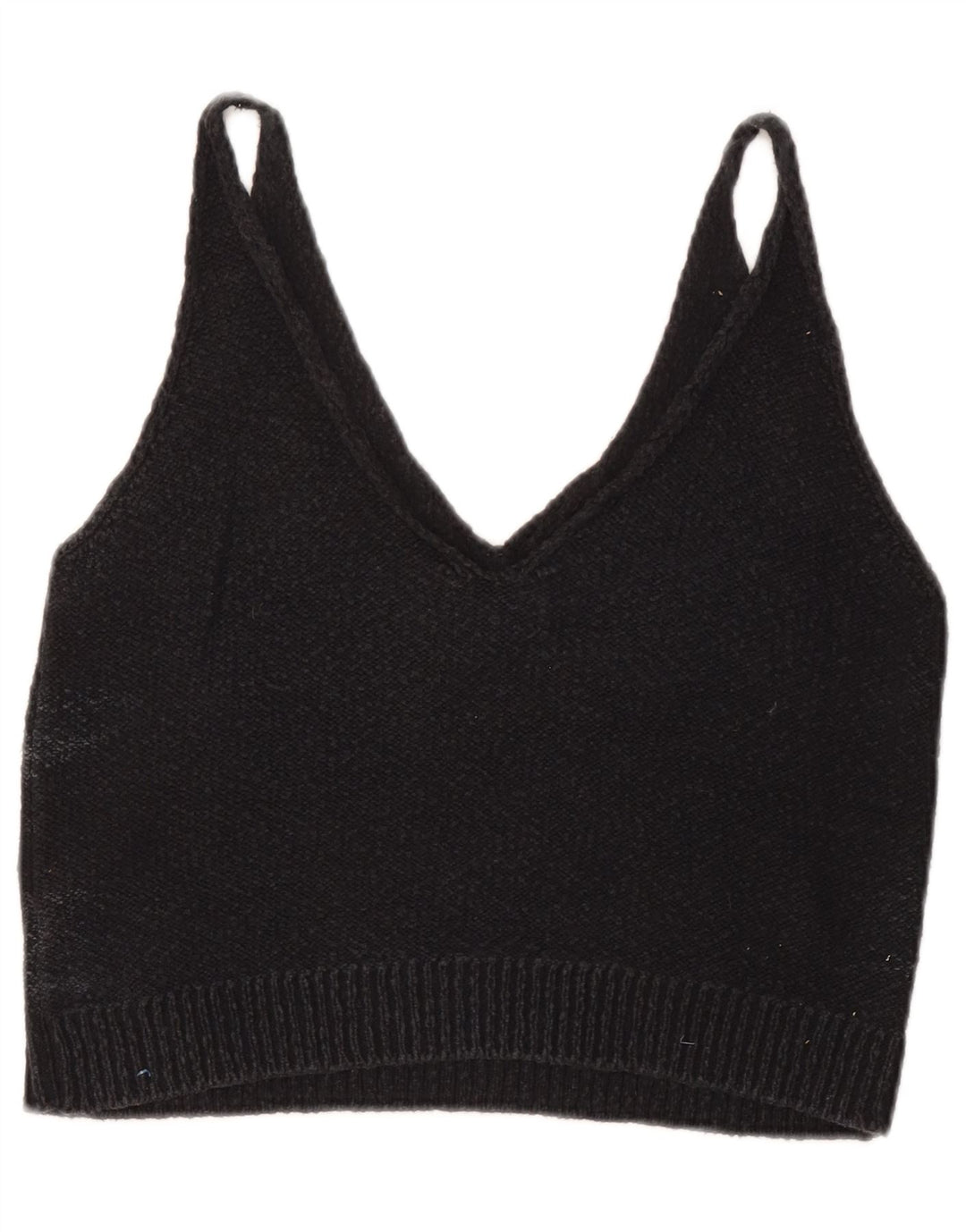 Zara Womens Crop Sleeveless Knit Blouse Top UK 12 Medium Grey Viscose