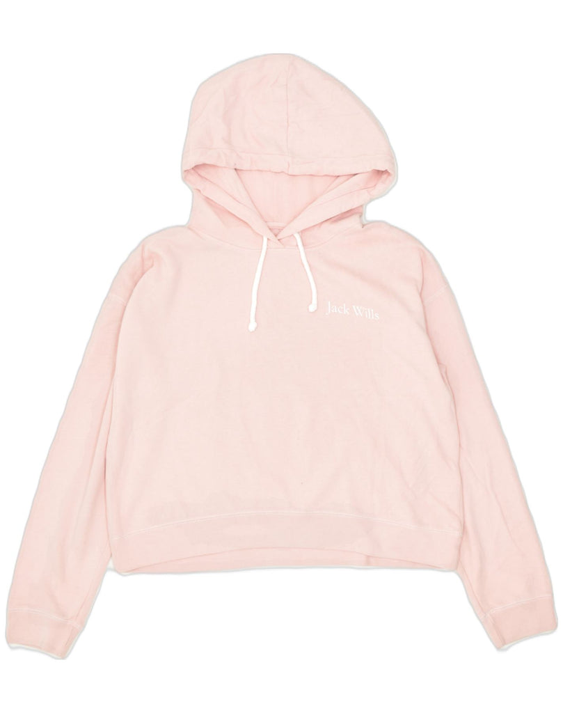 JACK WILLS Womens Hoodie Jumper UK 14 Medium Pink Cotton | Vintage | Thrift | Second-Hand | Used Clothing | Messina Hembry 