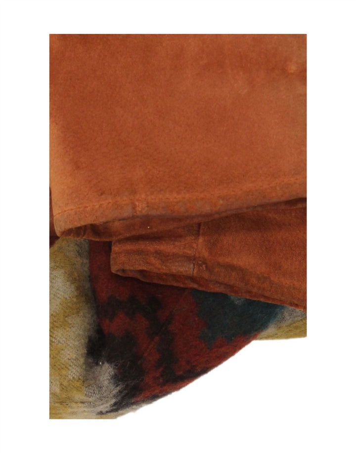 Vintage Mens Suede Windbreaker Coat EU 50 Large Brown Geometric Leather