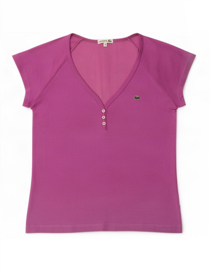 Lacoste Womens T-Shirt Top Size 38 Medium Purple Cotton