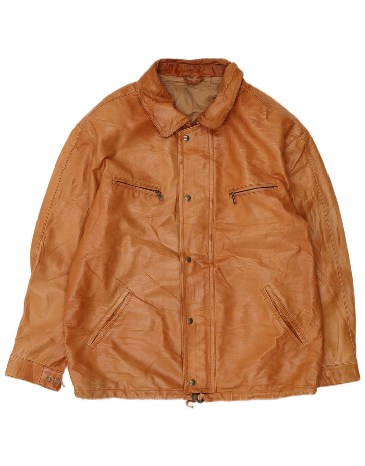 Vintage Mens Leather Jacket UK 38 Medium Beige Leather