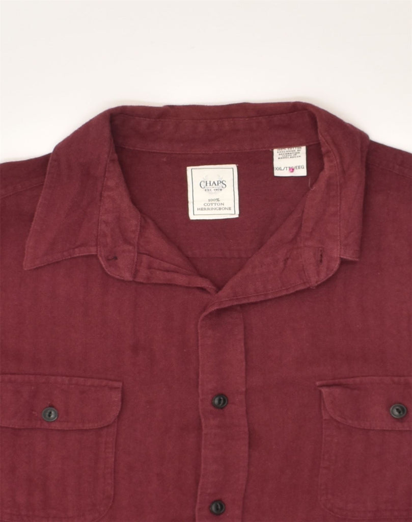 CHAPS Mens Tall Shirt 2XL Burgundy Cotton | Vintage Chaps | Thrift | Second-Hand Chaps | Used Clothing | Messina Hembry 