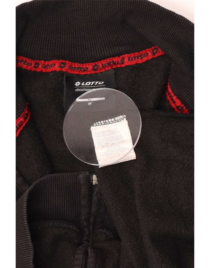 Lotto Mens Graphic Tracksuit Top Jacket Medium Black Colourblock Cotton