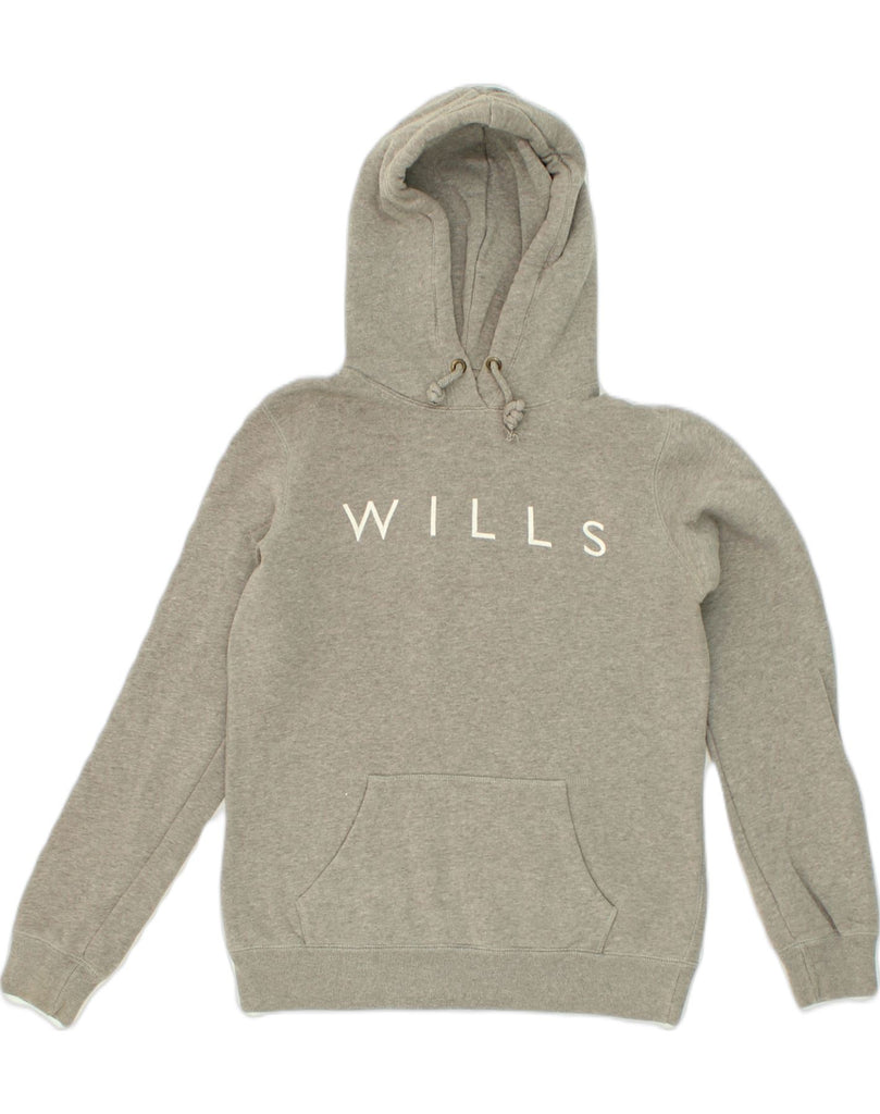 JACK WILLS Womens Graphic Hoodie Jumper UK 10 Small  Grey Cotton | Vintage Jack Wills | Thrift | Second-Hand Jack Wills | Used Clothing | Messina Hembry 