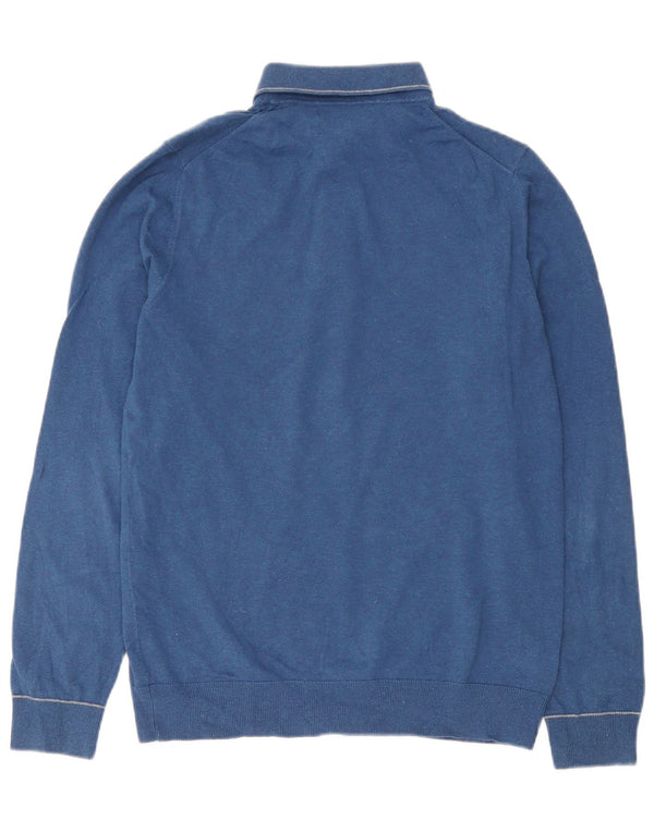 Marks & Spencer Mens Polo Neck Jumper Sweater Small Blue Cotton