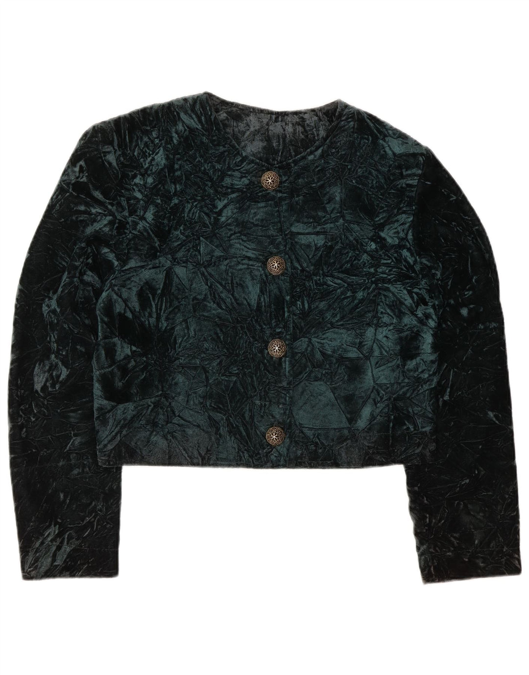 Vintage Womens Velvet Bolero Jacket UK 14 Medium Green