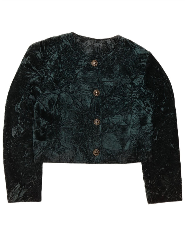 Vintage Womens Velvet Bolero Jacket UK 14 Medium Green