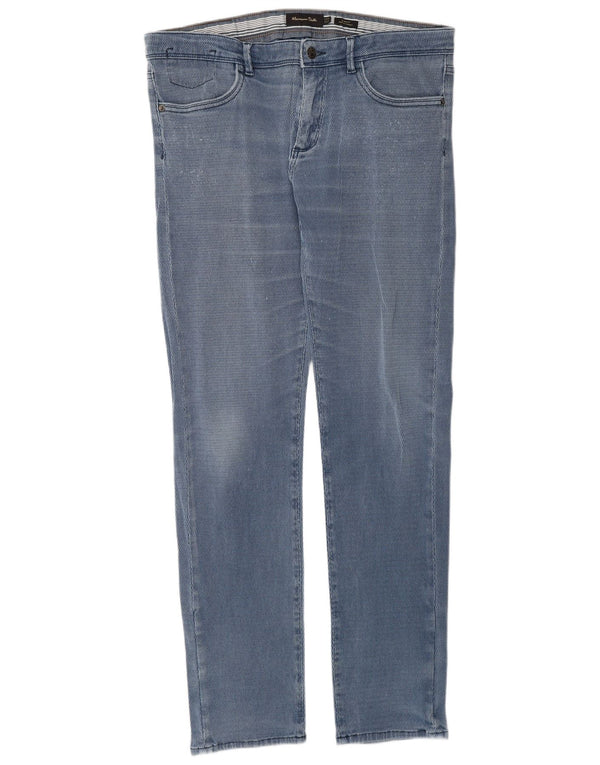 Massimo Dutti Mens Slim Fit Casual Trousers EU 42 Large W32 L32 Blue