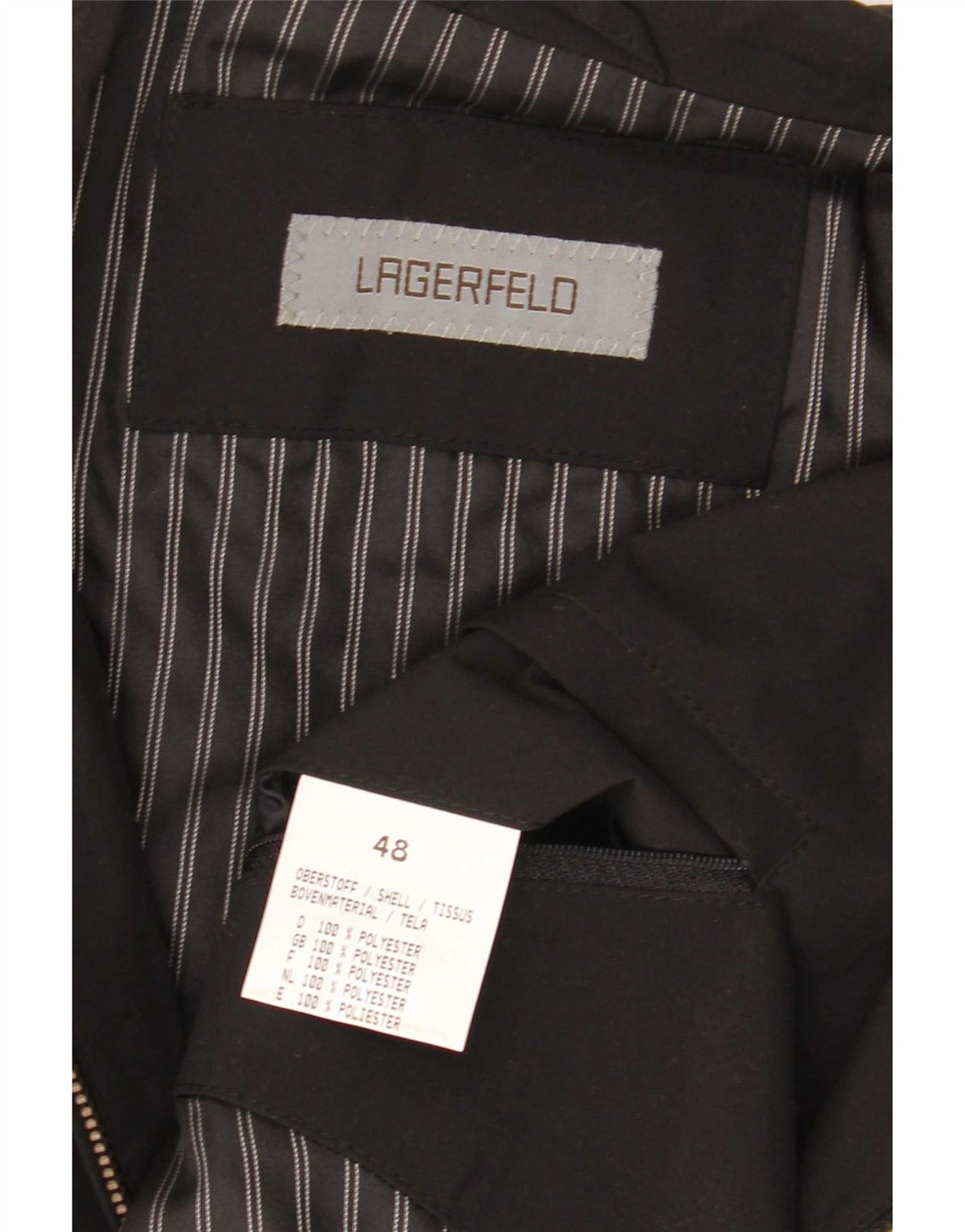 Karl Lagerfeld Mens Overcoat IT 48 Medium Black Polyester