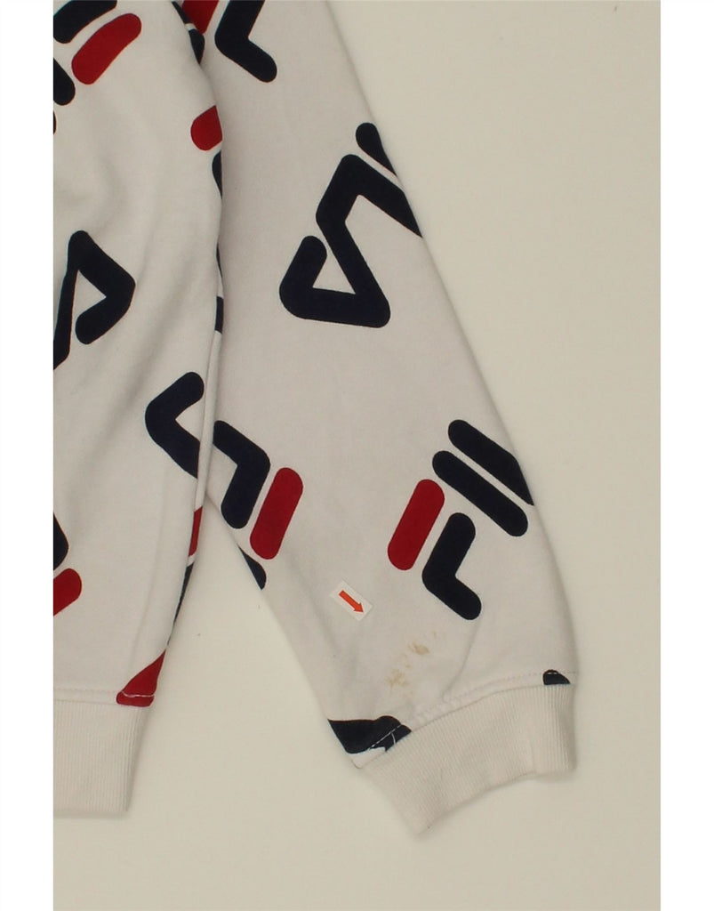 FILA Boys Graphic Hoodie Jumper 14-15 Years XL White Cotton Vintage Fila and Second-Hand Fila from Messina Hembry 