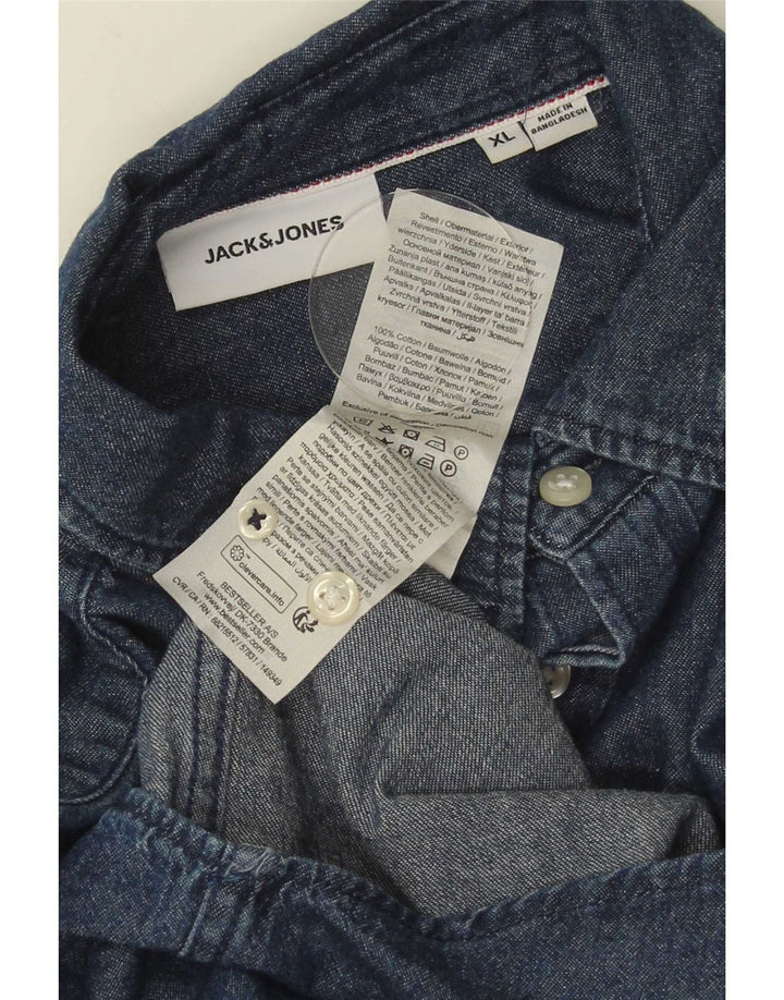 Jack & Jones Mens Denim Shirt XL Navy Blue Cotton