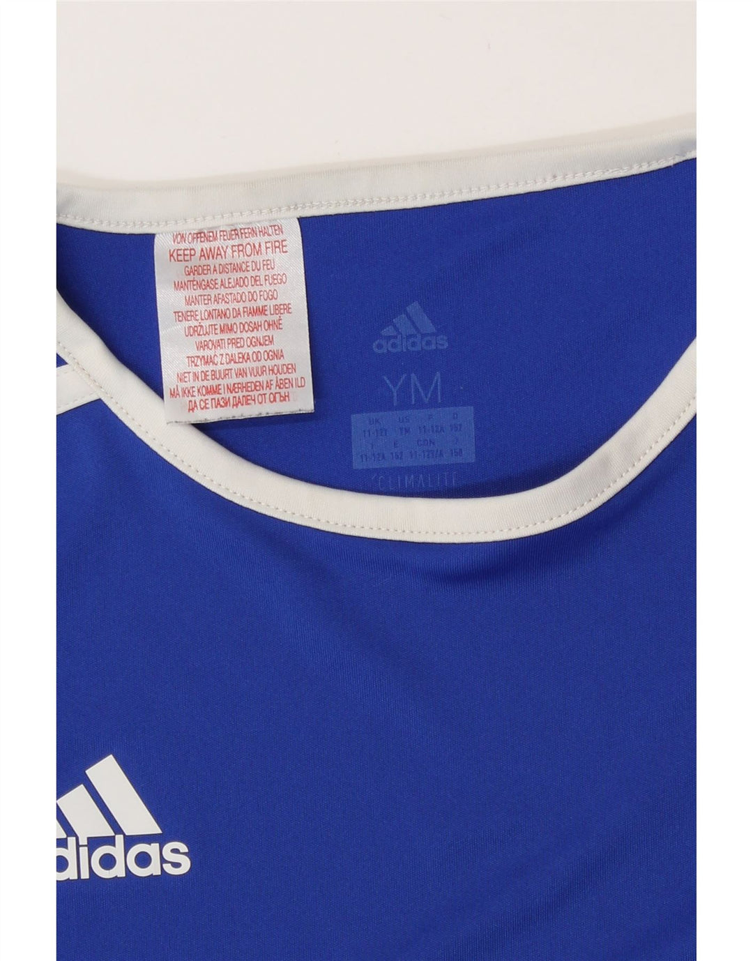 Adidas Boys Climalite T-Shirt Top 11-12 Years Medium Blue Colourblock