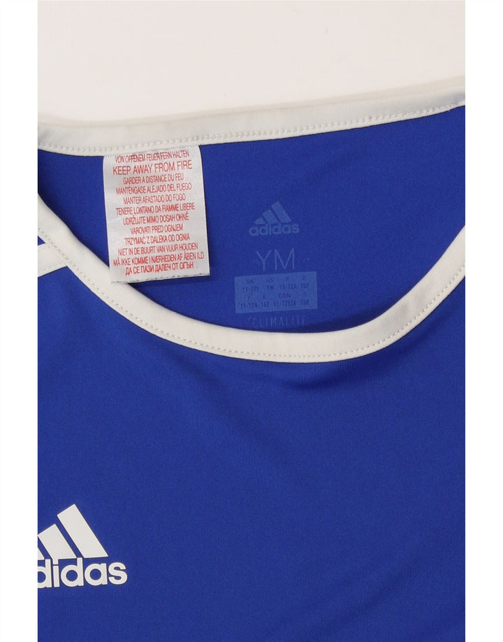 Adidas Boys Climalite T-Shirt Top 11-12 Years Medium Blue Colourblock