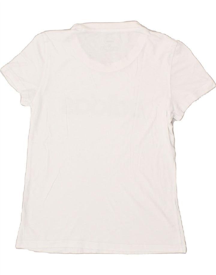 ADIDAS Womens Graphic T-Shirt Top UK 8/10 Small White Vintage Adidas and Second-Hand Adidas from Messina Hembry 