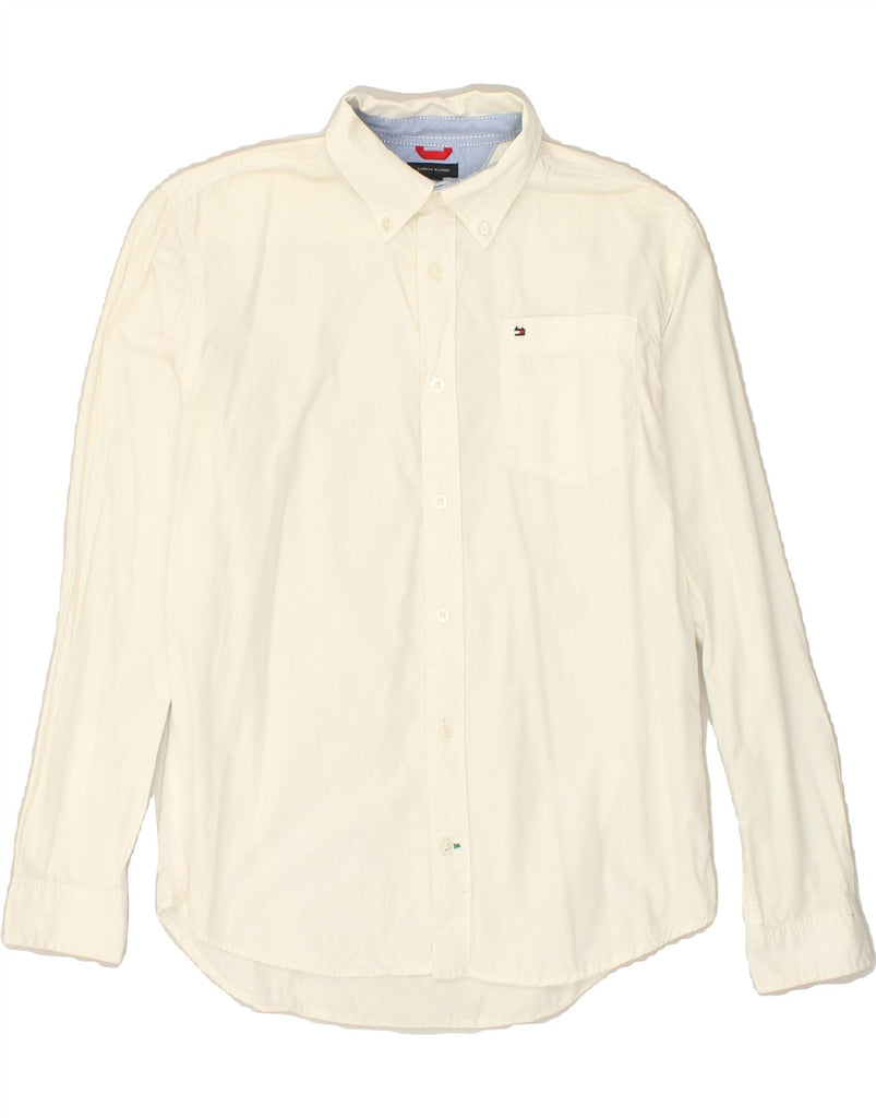 TOMMY HILFIGER Mens Shirt Medium White Cotton | Vintage Tommy Hilfiger | Thrift | Second-Hand Tommy Hilfiger | Used Clothing | Messina Hembry 