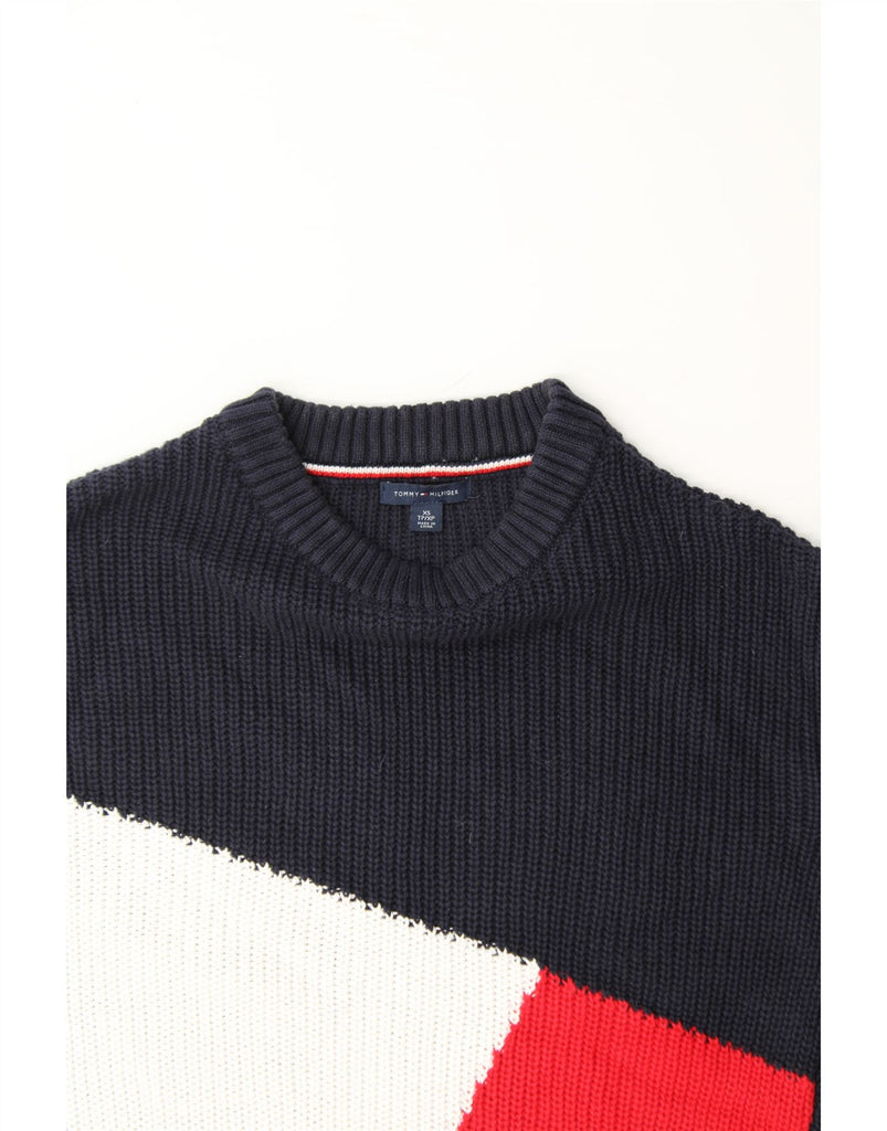 TOMMY HILFIGER Womens Boat Neck Jumper Sweater UK 6 XS Navy Blue Vintage Tommy Hilfiger and Second-Hand Tommy Hilfiger from Messina Hembry 