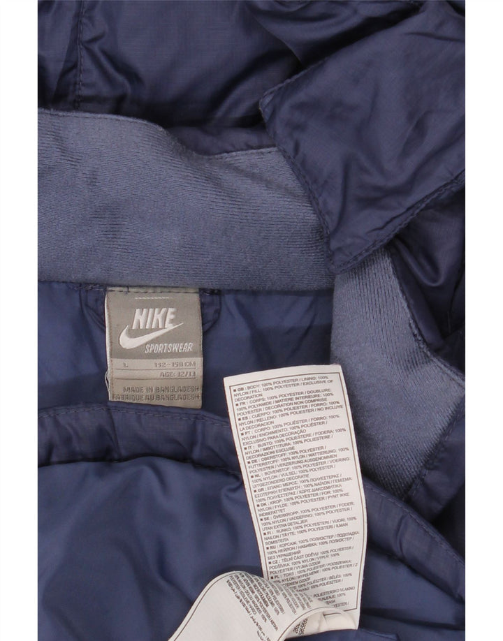 Nike Boys Graphic Hooded Padded Jacket 12-13 Years Large Navy Blue