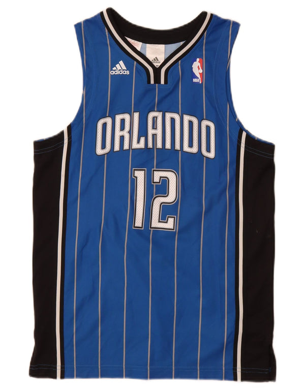 Adidas Boys Orlando Graphic Vest Top 11-12 Years Blue Striped Polyester