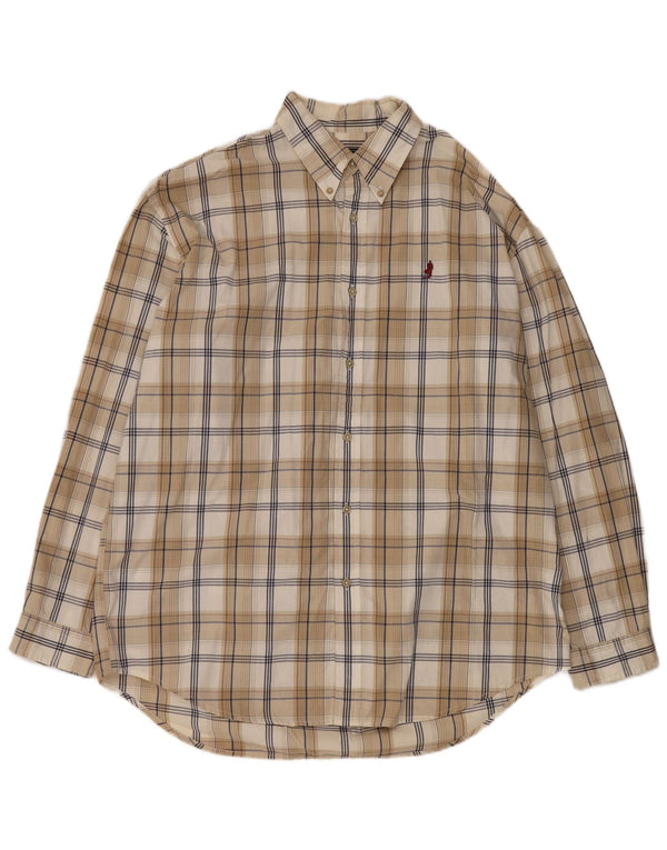 Marlboro Classics Mens Shirt 2XL Beige Check Cotton