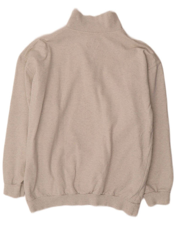 Pioneer Mens Zip Neck Sweatshirt Jumper Large Grey Flecked Cotton