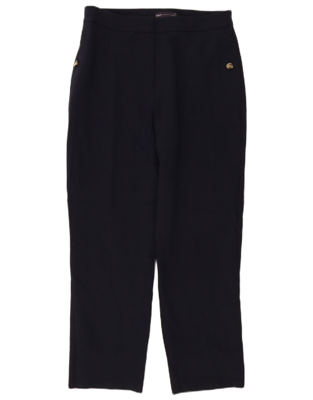 Marks & Spencer Womens Chino Trousers UK 12 Medium W32 L27 Navy Blue