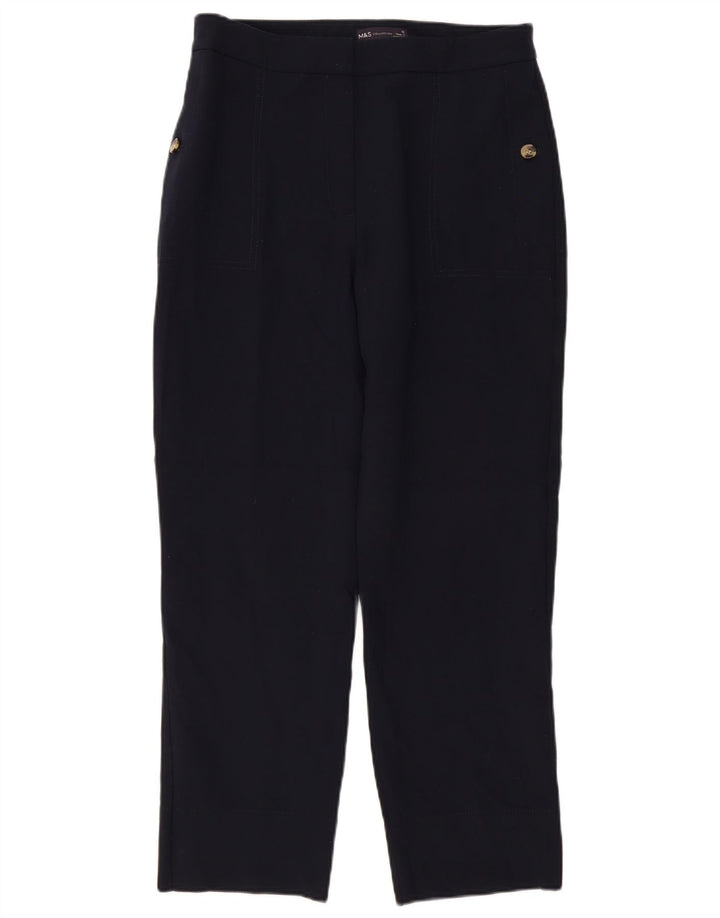 Marks & Spencer Womens Chino Trousers UK 12 Medium W32 L27 Navy Blue