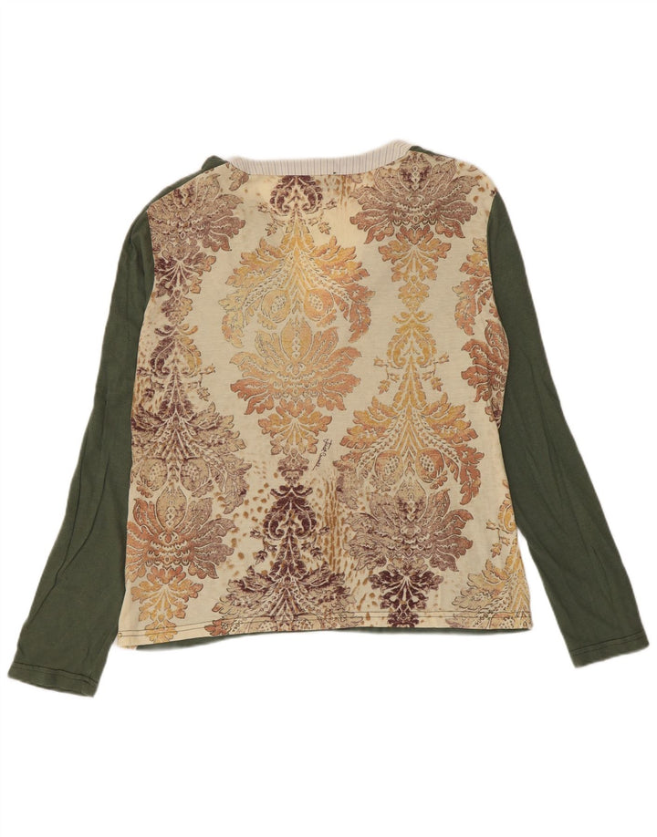 Just Cavalli Womens Top Long Sleeve UK 12 Medium Green Floral