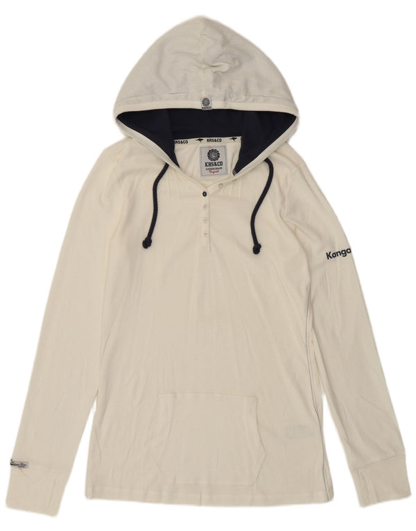 Kangaroos Womens Hooded Blouse Top UK 14 Large White Cotton