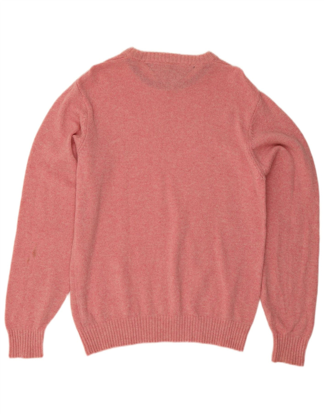 Tommy Hilfiger Mens Boat Neck Jumper Sweater Medium Pink Flecked Lambswool